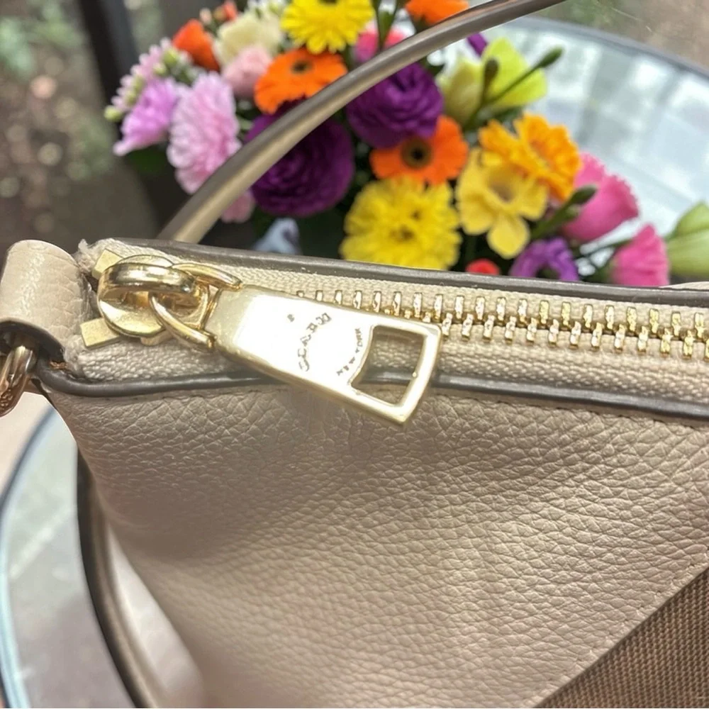 Coach Striped Canvas Satchel in Brown, Tan & White - Picture 5 of 10